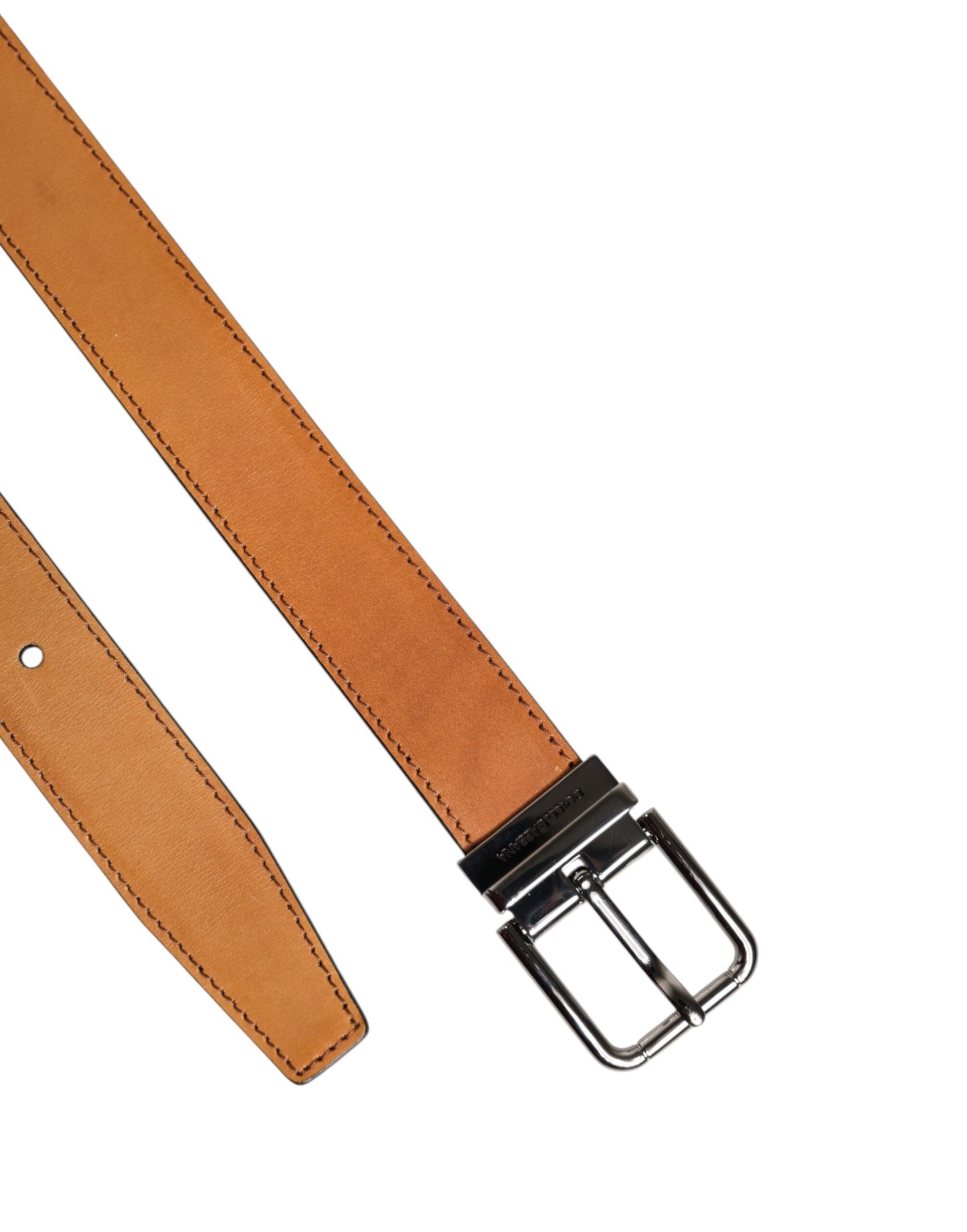 Dolce & Gabbana Brown Classic Calf Leather Silver Buckle Belt Dolce & Gabbana