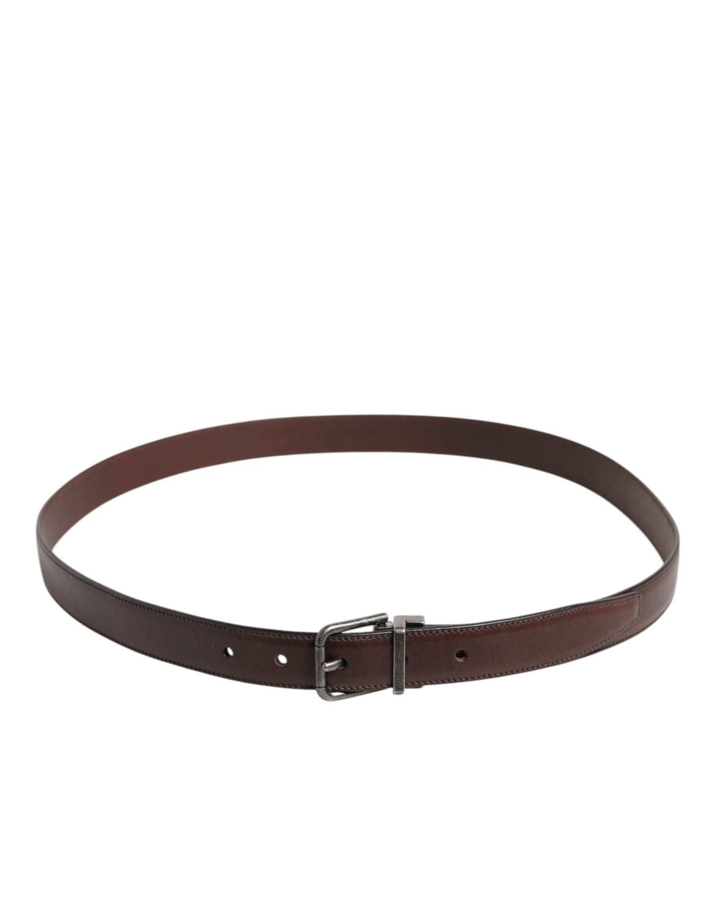 Dolce & Gabbana Brown Classic Calf Leather Metal Buckle Belt Dolce & Gabbana