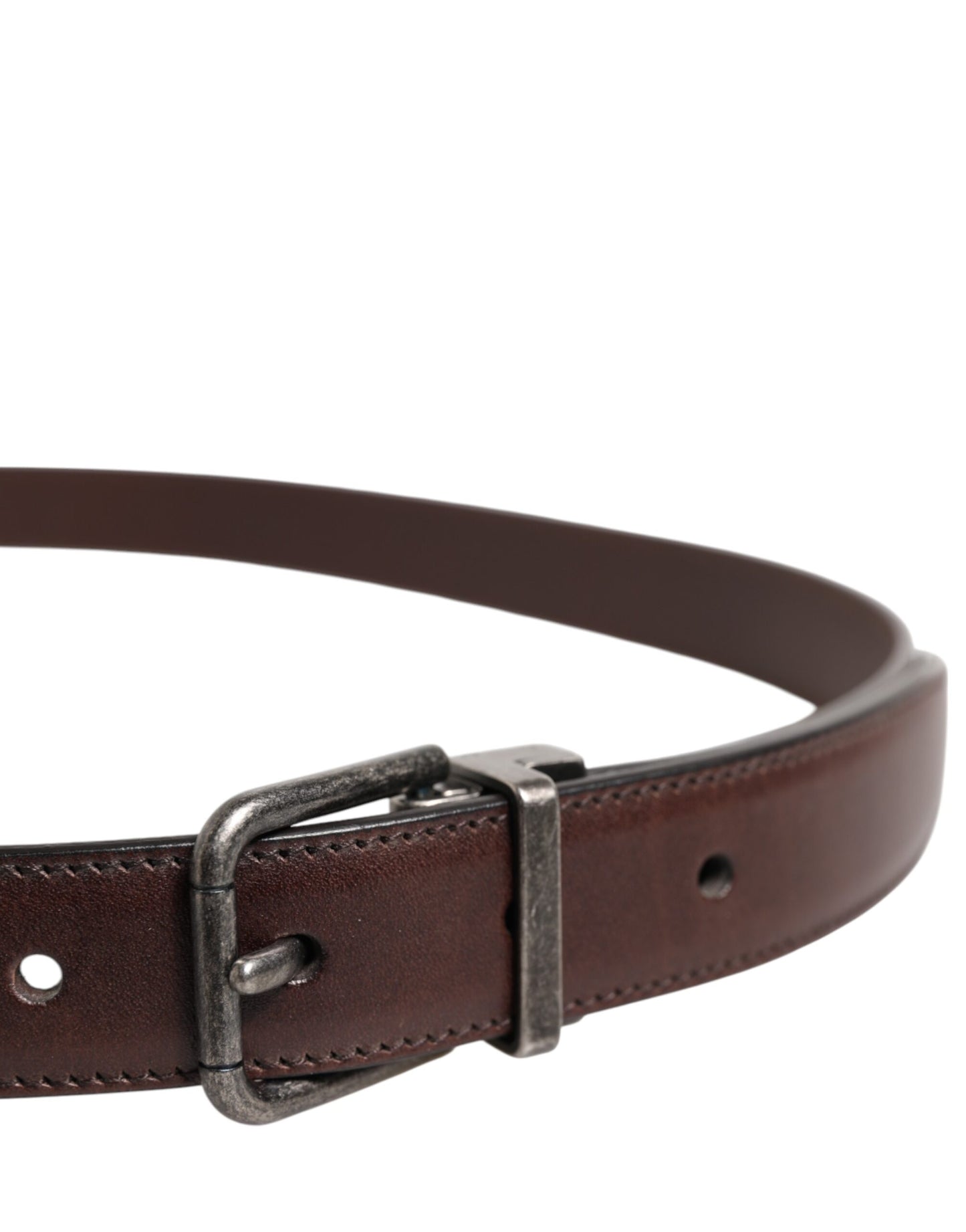 Dolce & Gabbana Brown Classic Calf Leather Metal Buckle Belt Dolce & Gabbana