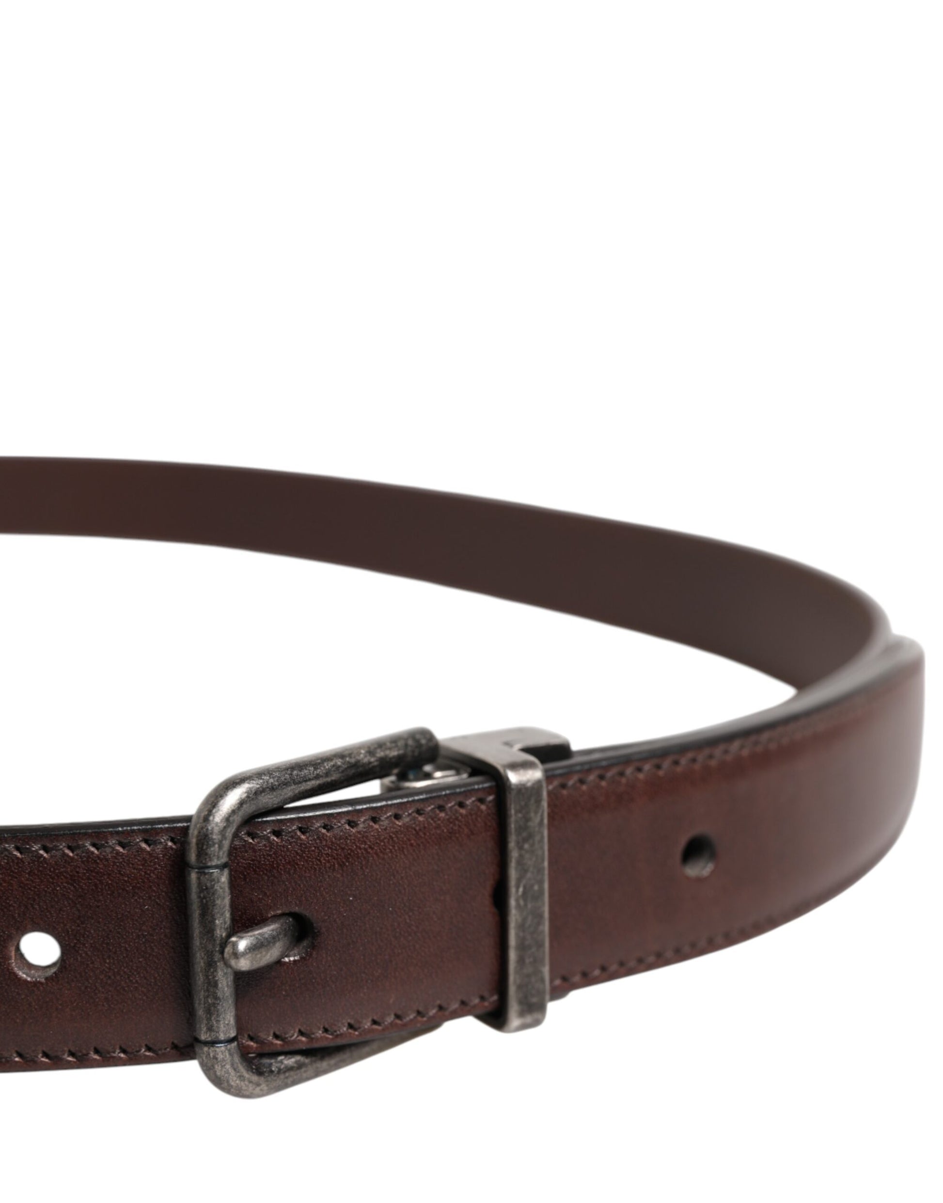 Dolce & Gabbana Brown Classic Calf Leather Metal Buckle Belt Dolce & Gabbana