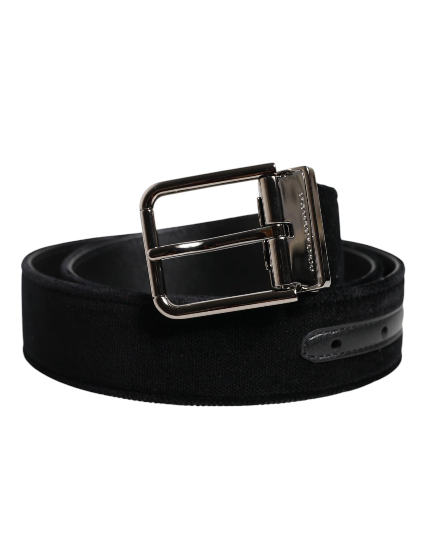 Dolce & Gabbana Black Cotton Silver Metal Buckle Belt Dolce & Gabbana