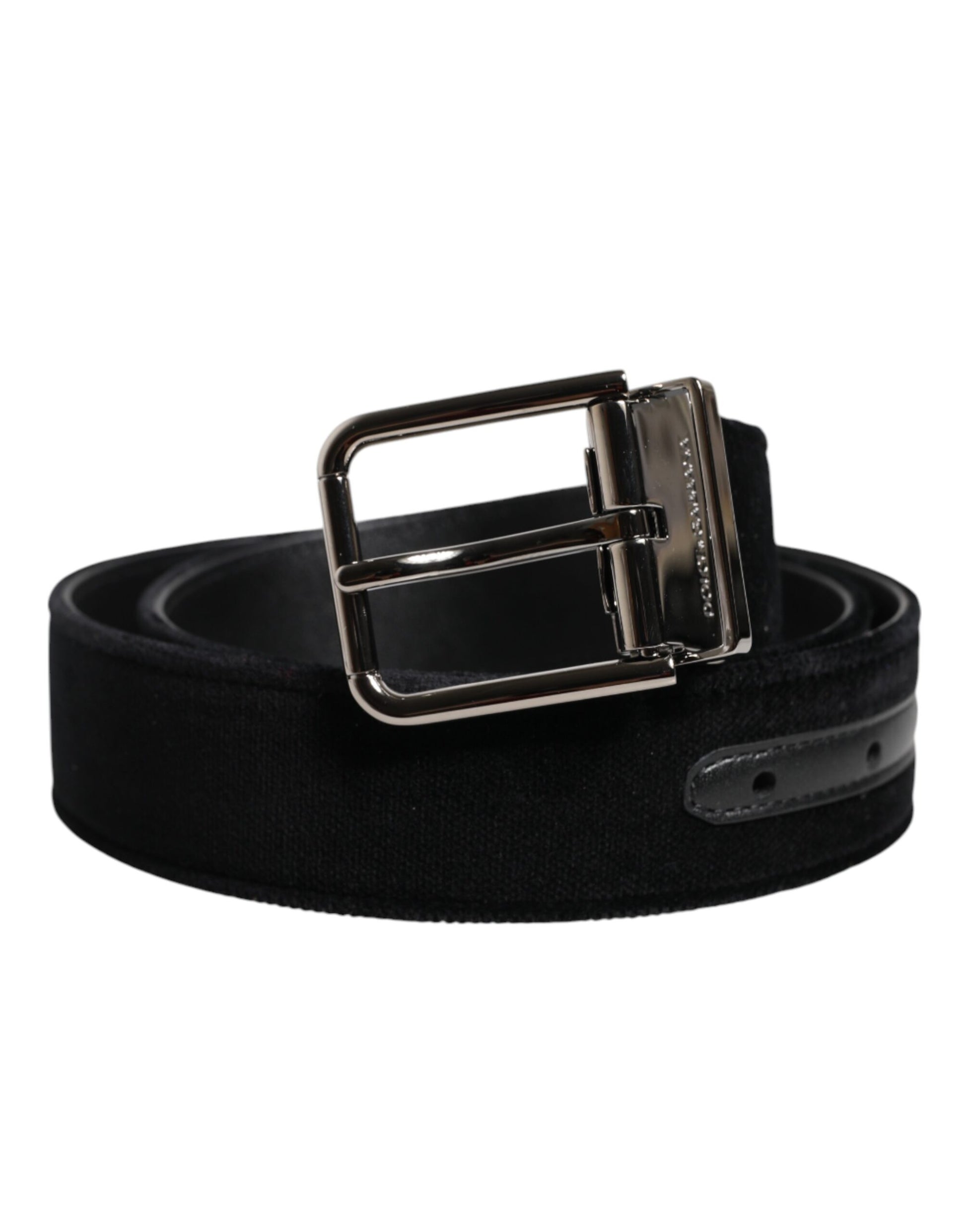 Dolce & Gabbana Black Cotton Silver Metal Buckle Belt Dolce & Gabbana