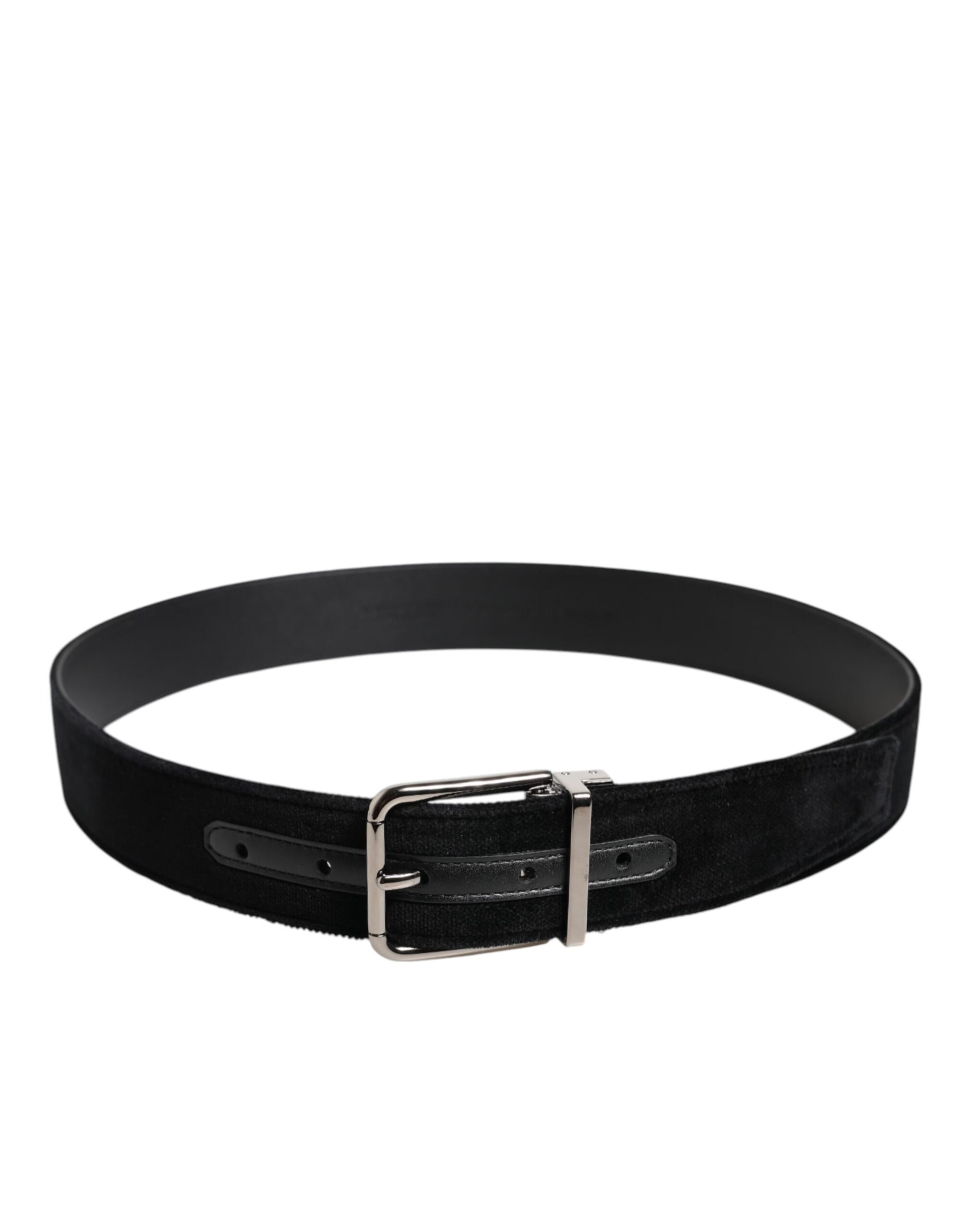 Dolce & Gabbana Black Cotton Silver Metal Buckle Belt Dolce & Gabbana