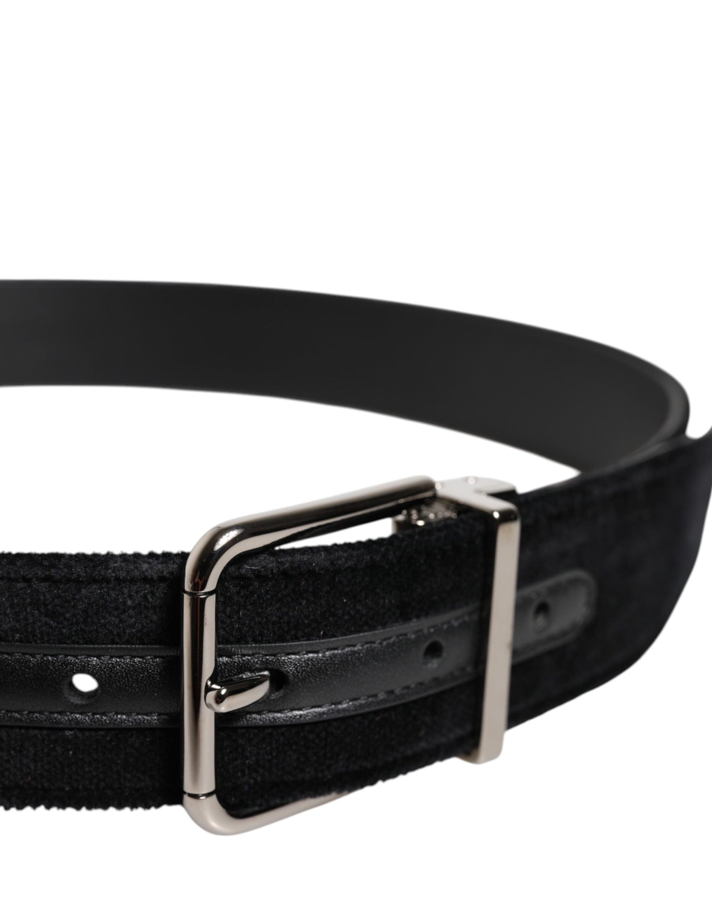 Dolce & Gabbana Black Cotton Silver Metal Buckle Belt Dolce & Gabbana