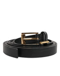 Dolce & Gabbana Black Double Strap Leather Gold Buckle Belt - Eljoys Fashion 