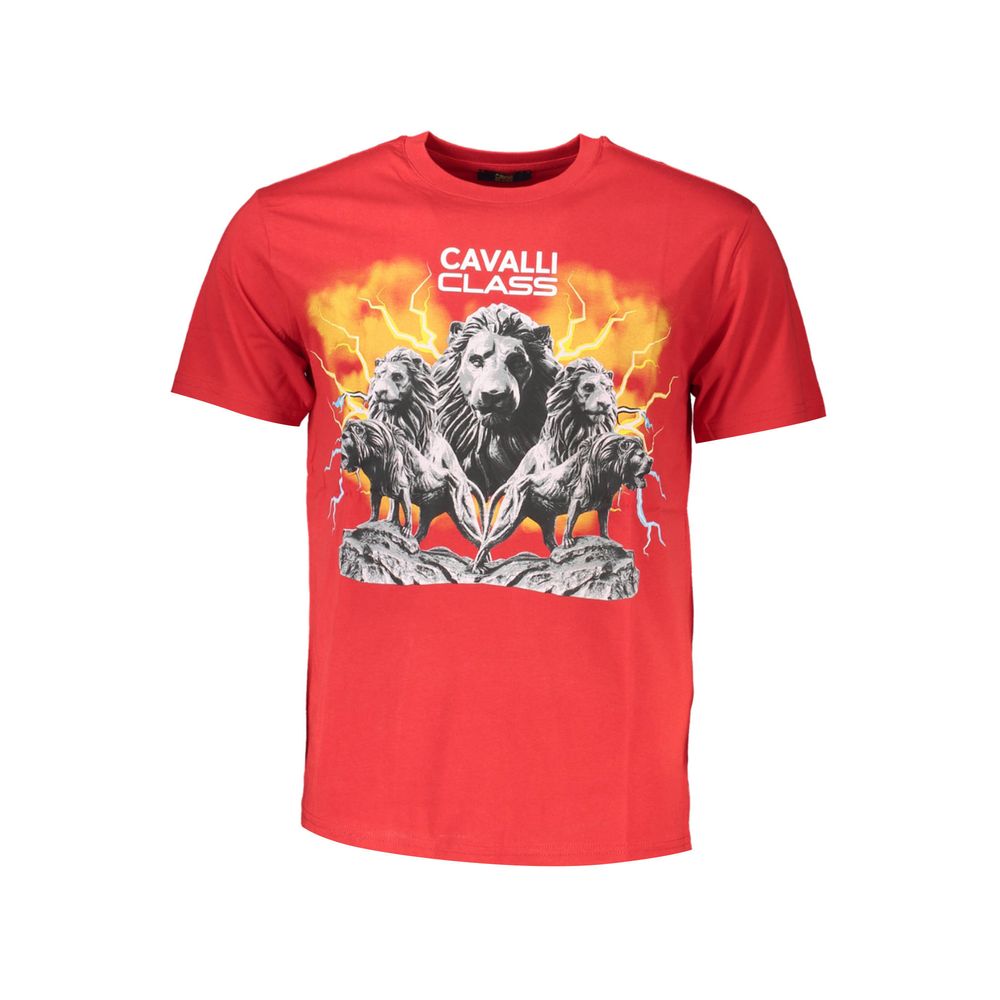 Red Cavalli Class men's cotton T-shirt with crew neckline and logo detail, casual and comfortable for everyday wear.