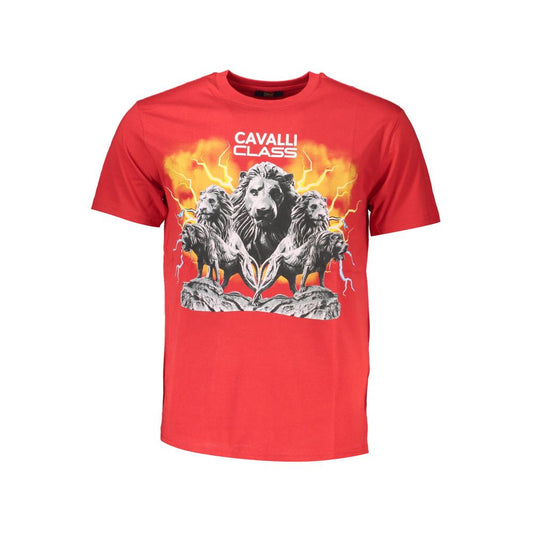 Cavalli Class Red Cotton Men T-Shirt Cavalli Class