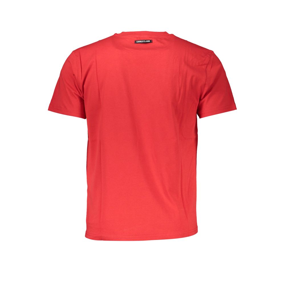 Red Cavalli Class cotton men's T-shirt with a classic fit and round neckline, shown on a plain white background.