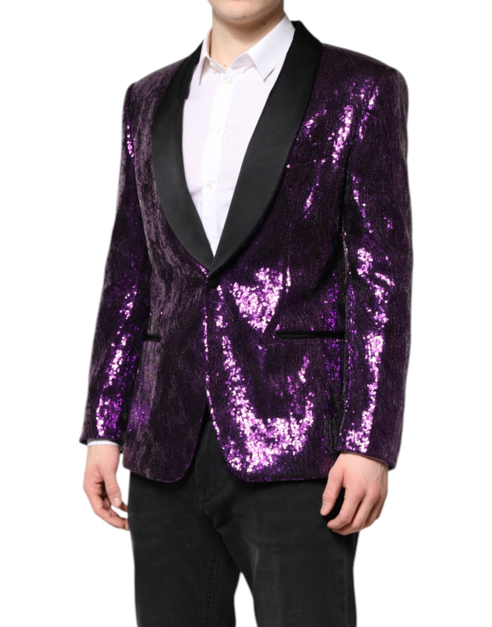 Dolce & Gabbana Purple SICILIA Sequin Embellish Coat Jacket Dolce & Gabbana