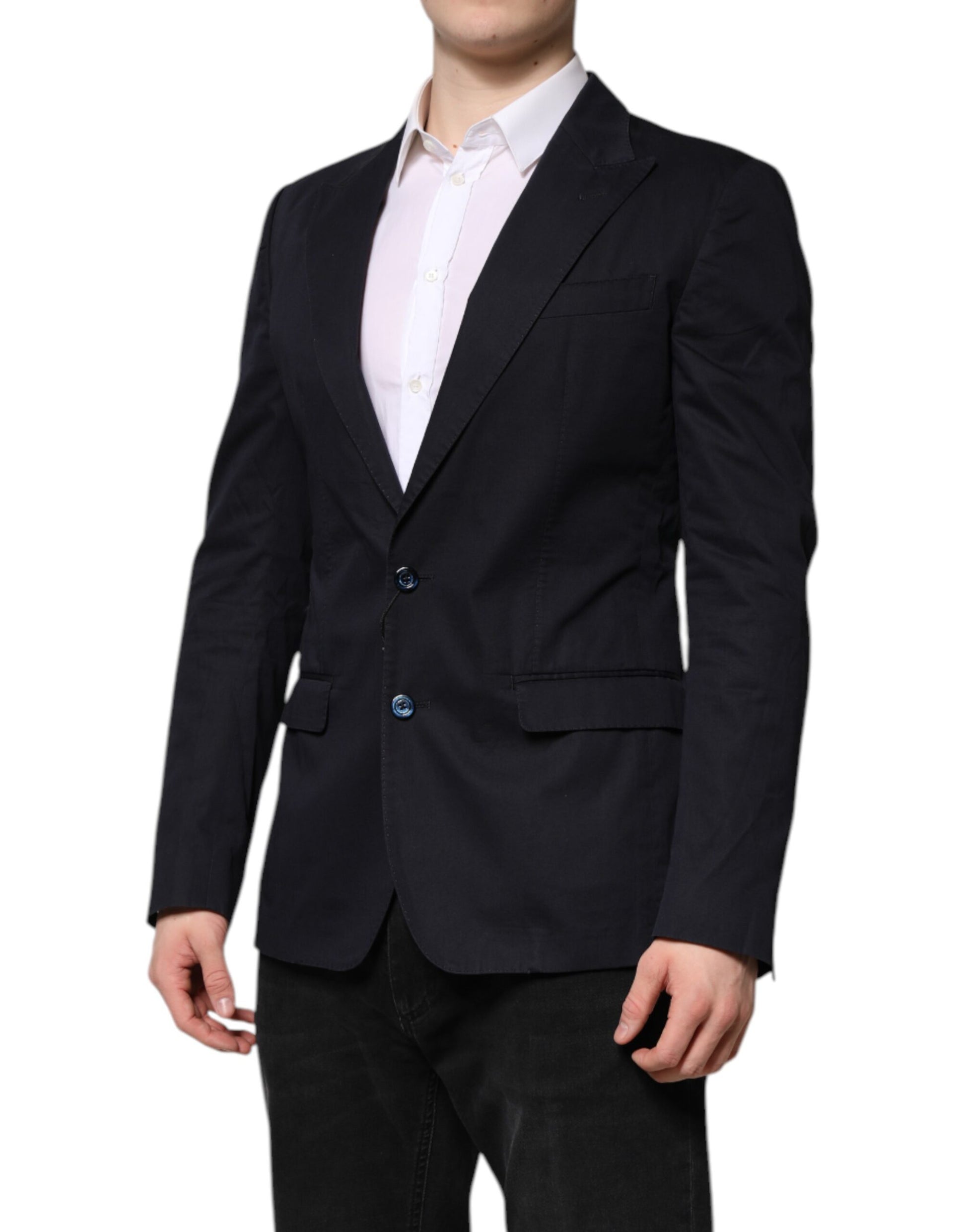 Dolce & Gabbana Dark Blue TAORMINA Cotton Blazer Suit Jacket Dolce & Gabbana
