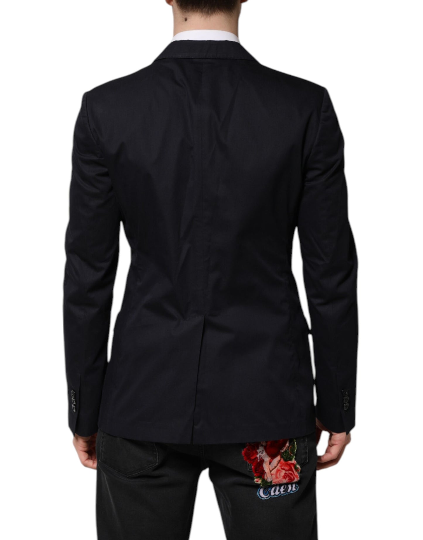 Dolce & Gabbana Dark Blue TAORMINA Cotton Blazer Suit Jacket Dolce & Gabbana