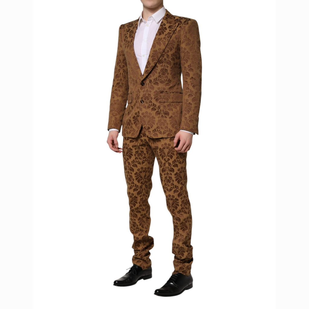 Dolce & Gabbana Brown Floral Jacquard SICILIA 2 Piece Suit