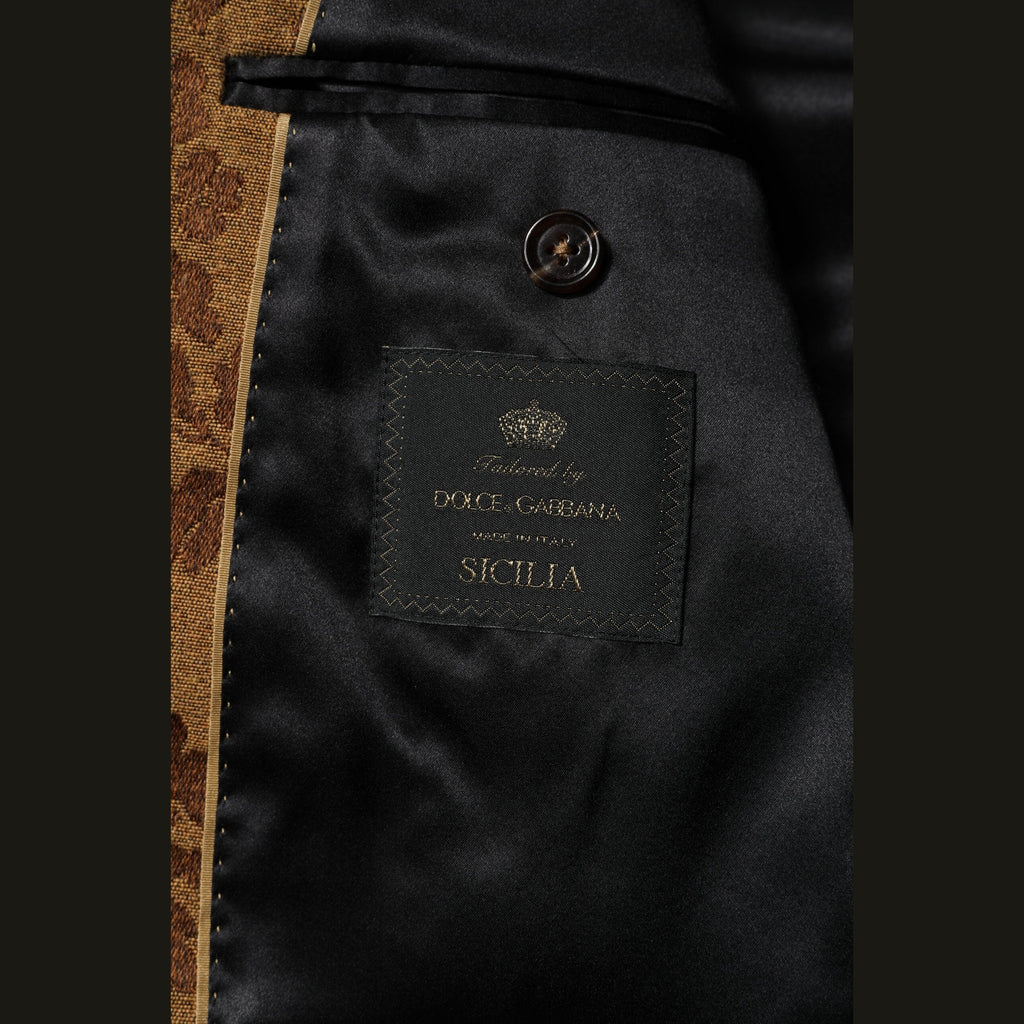 Dolce & Gabbana Brown Floral Jacquard SICILIA 2 Piece Suit