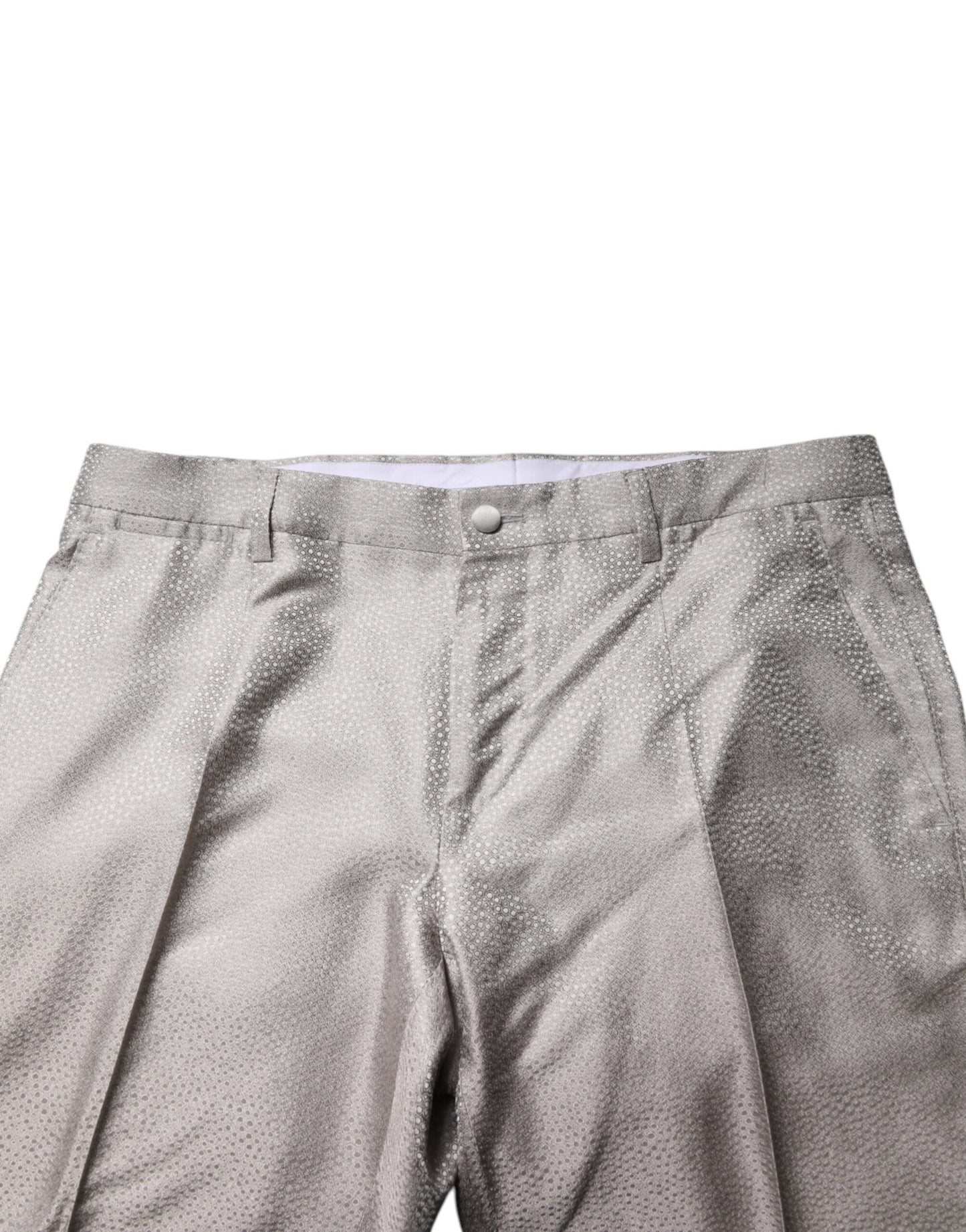 Dolce & Gabbana Light Gray Jacquard Silk Dotted 2 Piece Suit Dolce & Gabbana