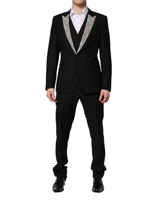 Dolce & Gabbana Black MARTINI Crystal Embellished 3 Pc Suit Dolce & Gabbana