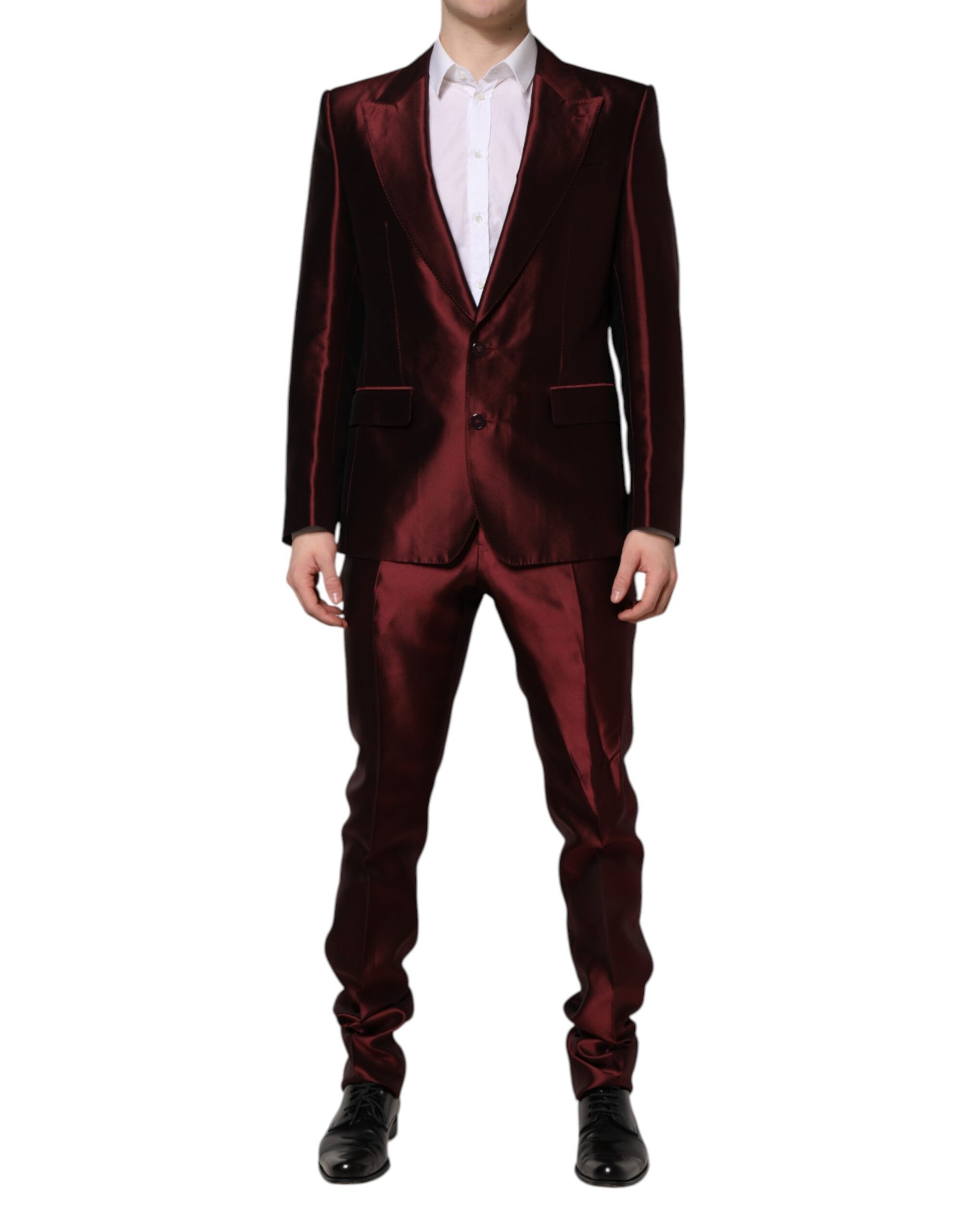 Dolce & Gabbana Bordeaux Silk 2 Piece Single Breasted Suit Dolce & Gabbana