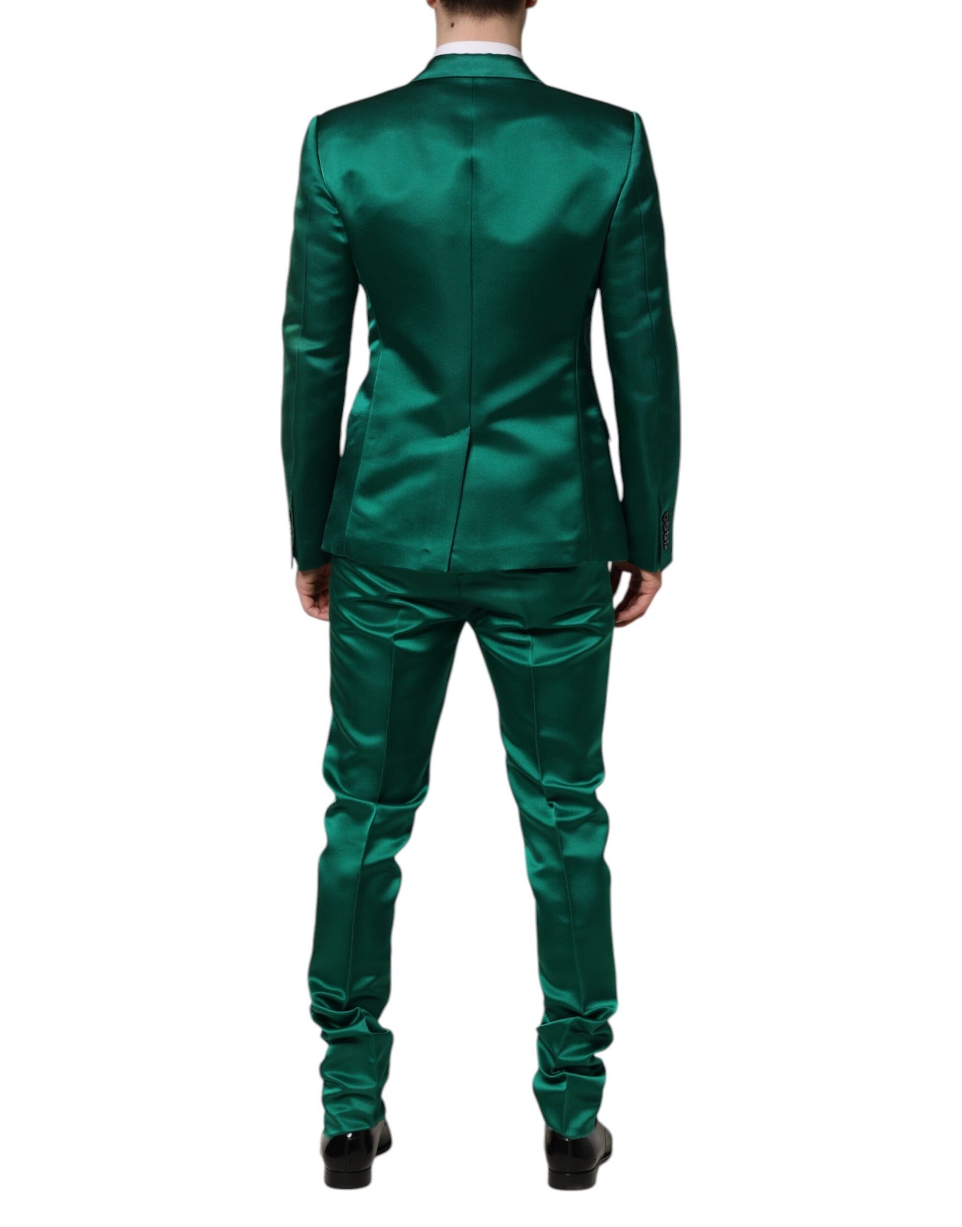 Dolce & Gabbana Green Silk 3 Piece Single Breasted Suit Dolce & Gabbana