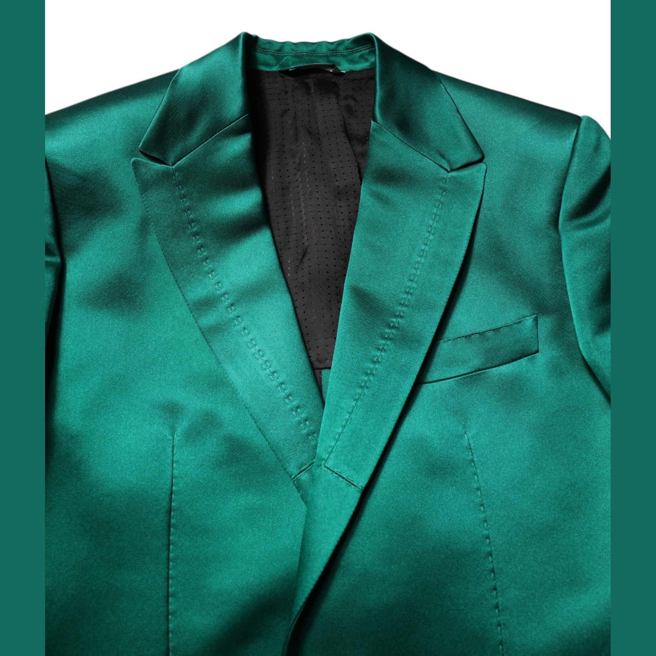 Dolce & Gabbana Green Silk 3 Piece Single Breasted Suit