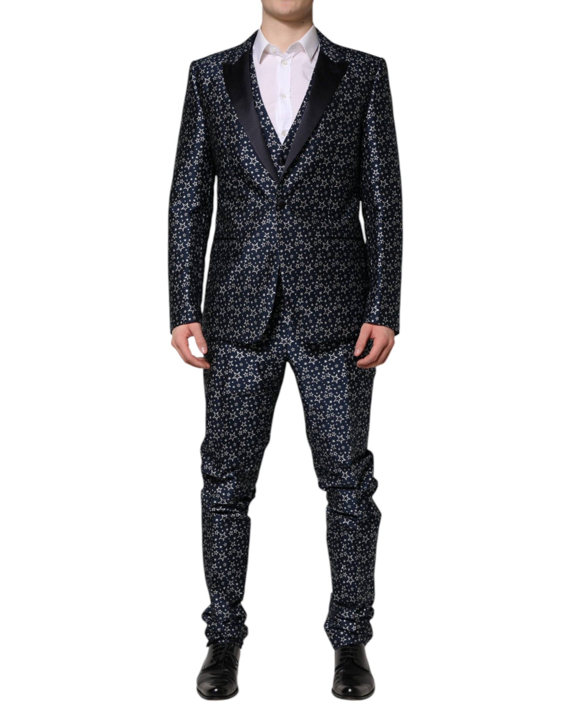 Dolce & Gabbana Blue MARTINI Star Jacquard 3 Piece Suit Dolce & Gabbana