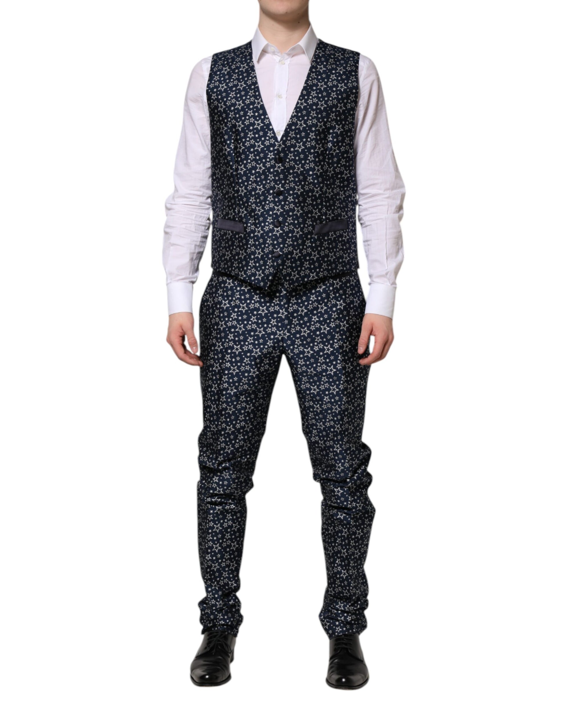 Dolce & Gabbana Blue MARTINI Star Jacquard 3 Piece Suit Dolce & Gabbana