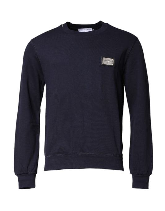Dolce & Gabbana Dark Blue Logo Crew Neck Pullover Sweater Dolce & Gabbana