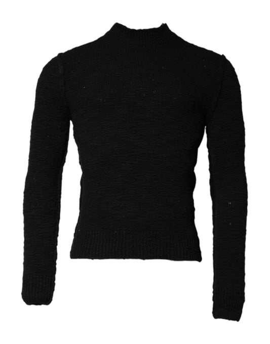 Dolce & Gabbana Black Wool Knit Crew Neck Pullover Sweater Dolce & Gabbana