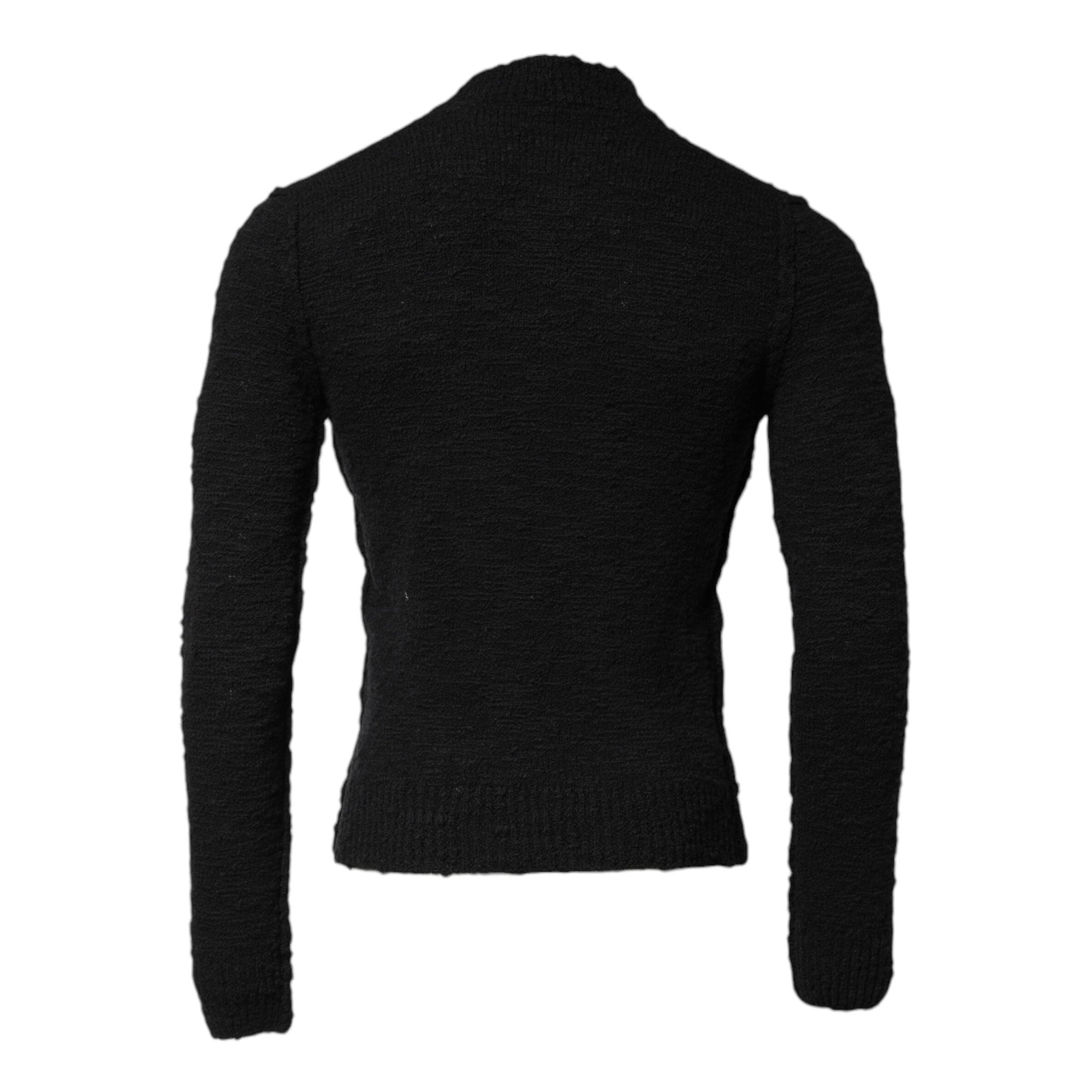 Dolce & Gabbana Black Wool Knit Crew Neck Pullover Sweater