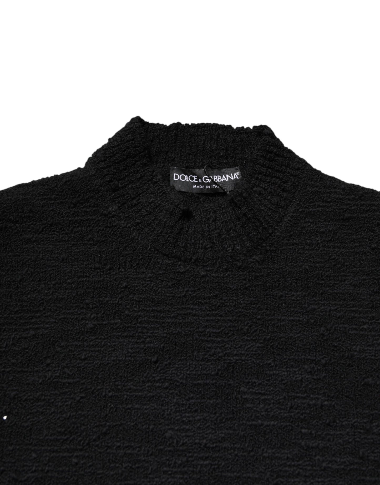 Dolce & Gabbana Black Wool Knit Crew Neck Pullover Sweater Dolce & Gabbana