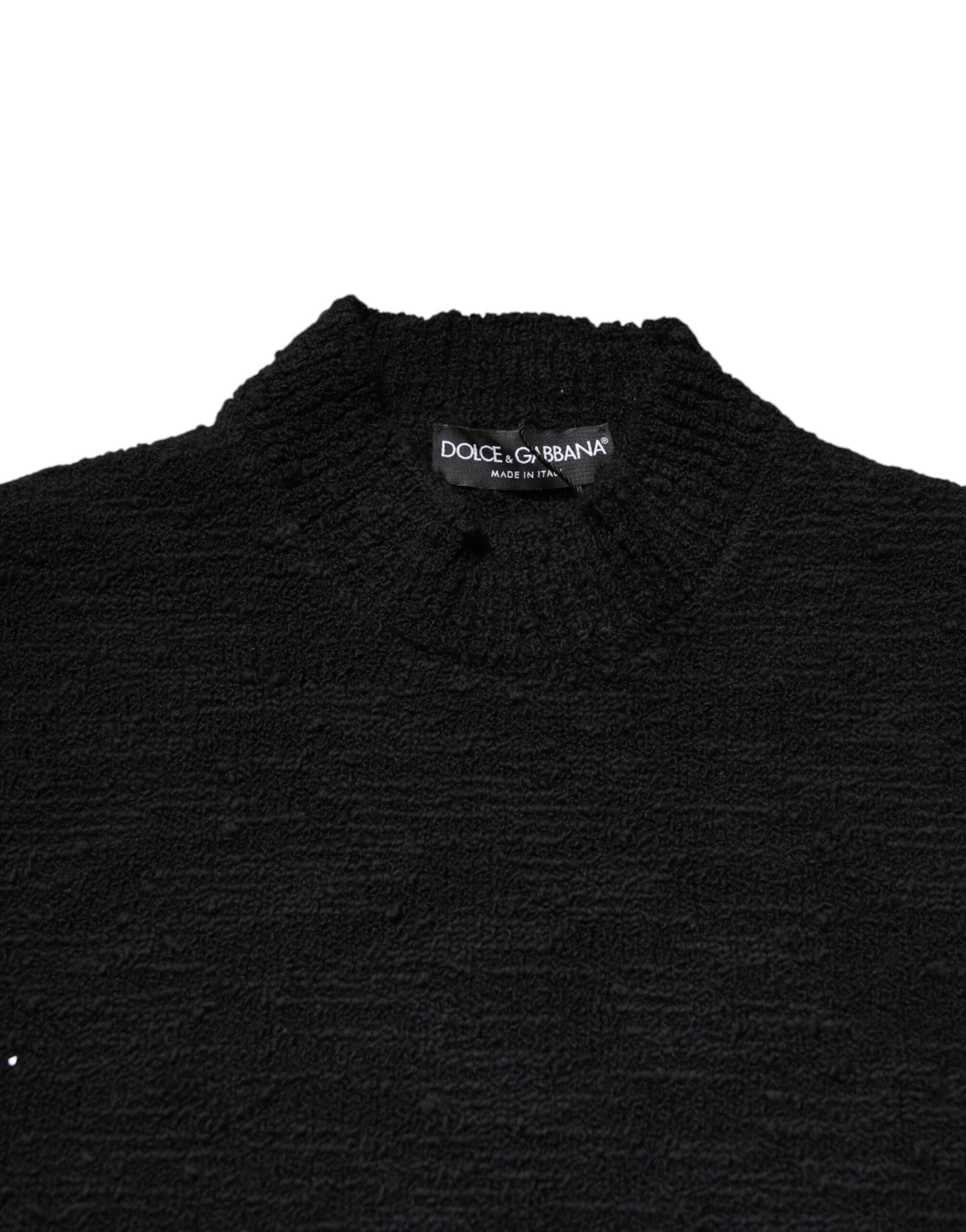 Dolce & Gabbana Black Wool Knit Crew Neck Pullover Sweater Dolce & Gabbana