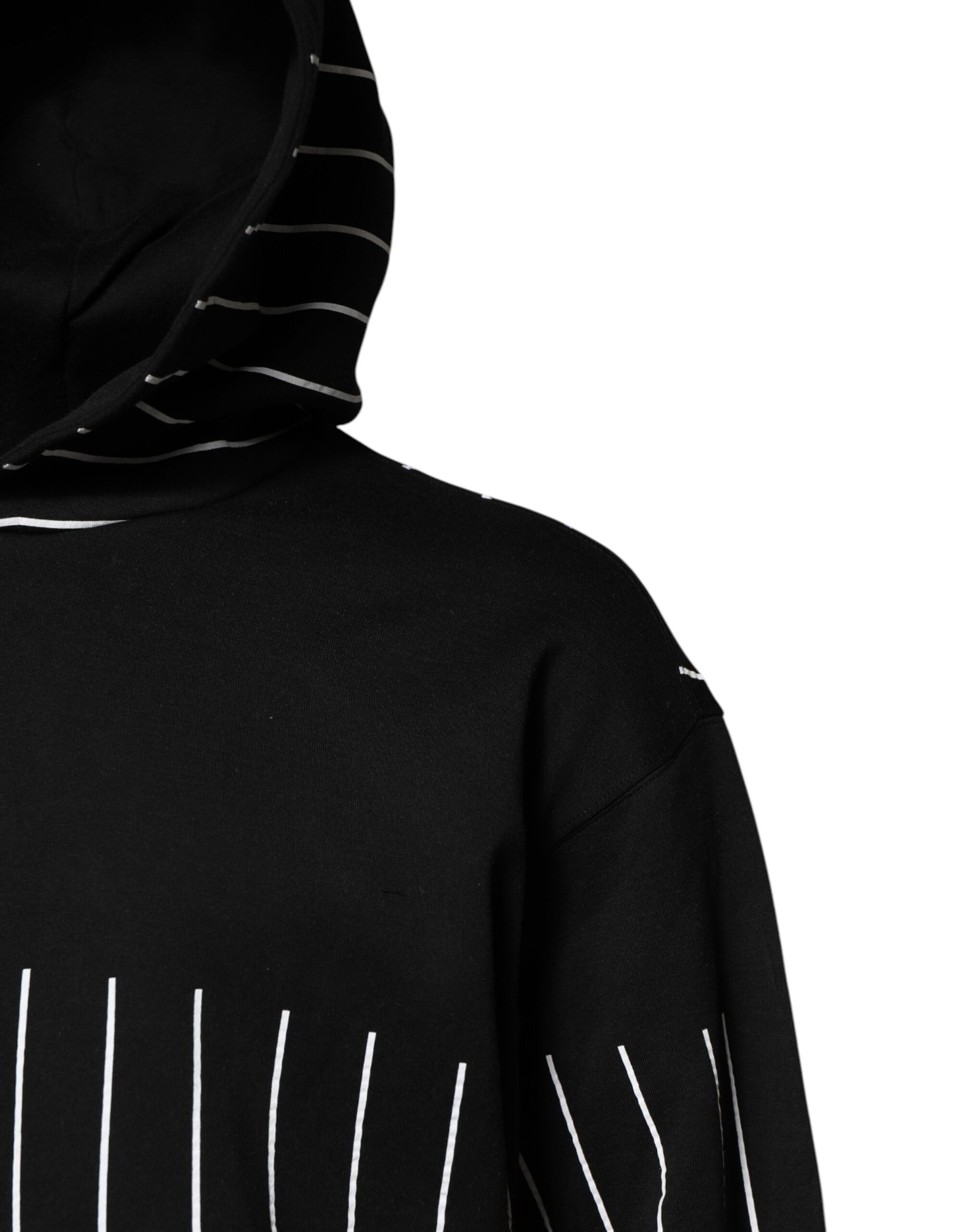 Dolce & Gabbana Black White Stripe Hooded Sweatshirt Sweater