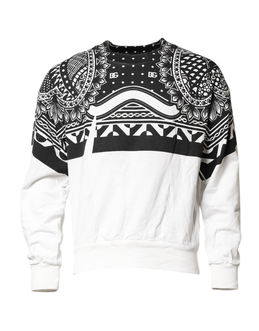 Dolce & Gabbana Black White Bandana Cotton Men Sweatshirt Sweater Dolce & Gabbana