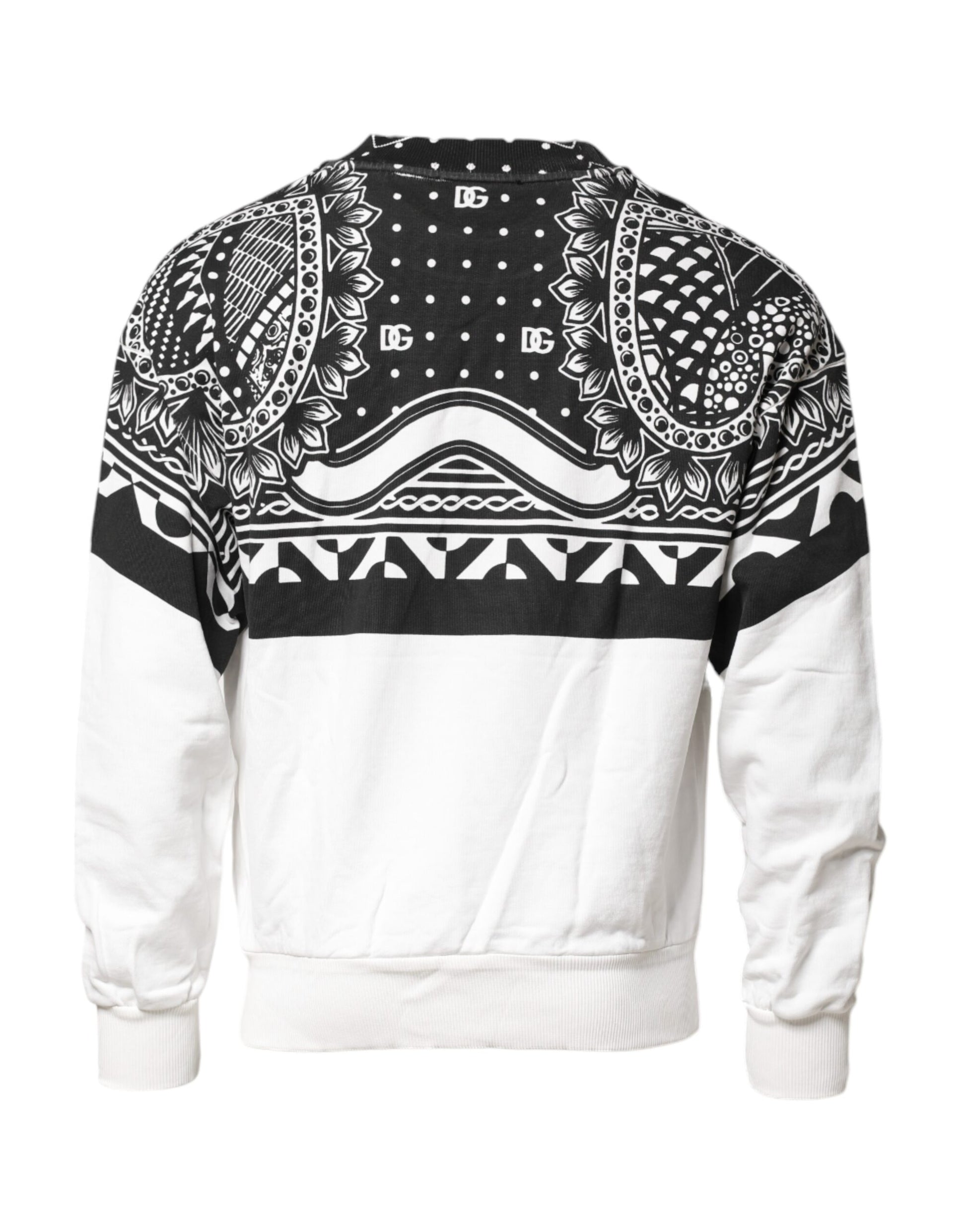 Dolce & Gabbana Black White Bandana Cotton Men Sweatshirt Sweater Dolce & Gabbana
