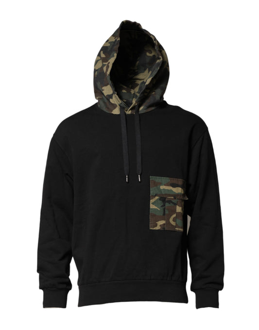 Dolce & Gabbana Black Camouflage Hooded Sweatshirt Sweater Dolce & Gabbana