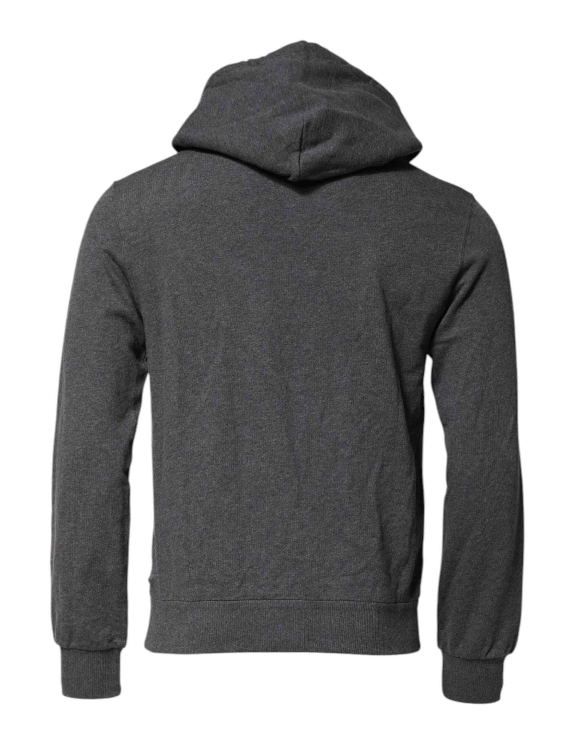 Dolce & Gabbana Gray Logo Patch Hooded Sweatshirt Sweater Dolce & Gabbana