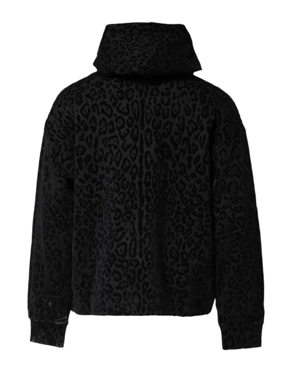 Dolce & Gabbana Black Leopard Full Zip Hooded Sweatshirt Sweater Dolce & Gabbana
