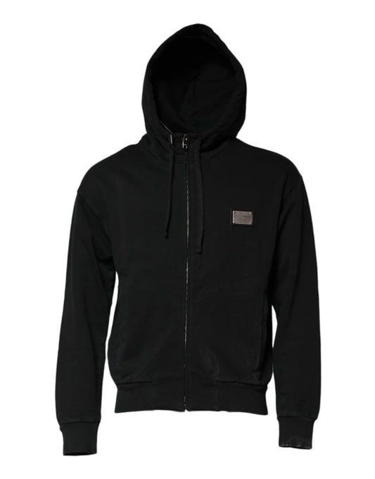 Dolce & Gabbana Black Logo Full Zip Hooded Men Sweatshirt Sweater Dolce & Gabbana