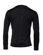 Dolce & Gabbana Dark Blue Silk Crew Neck Men Pullover Sweater