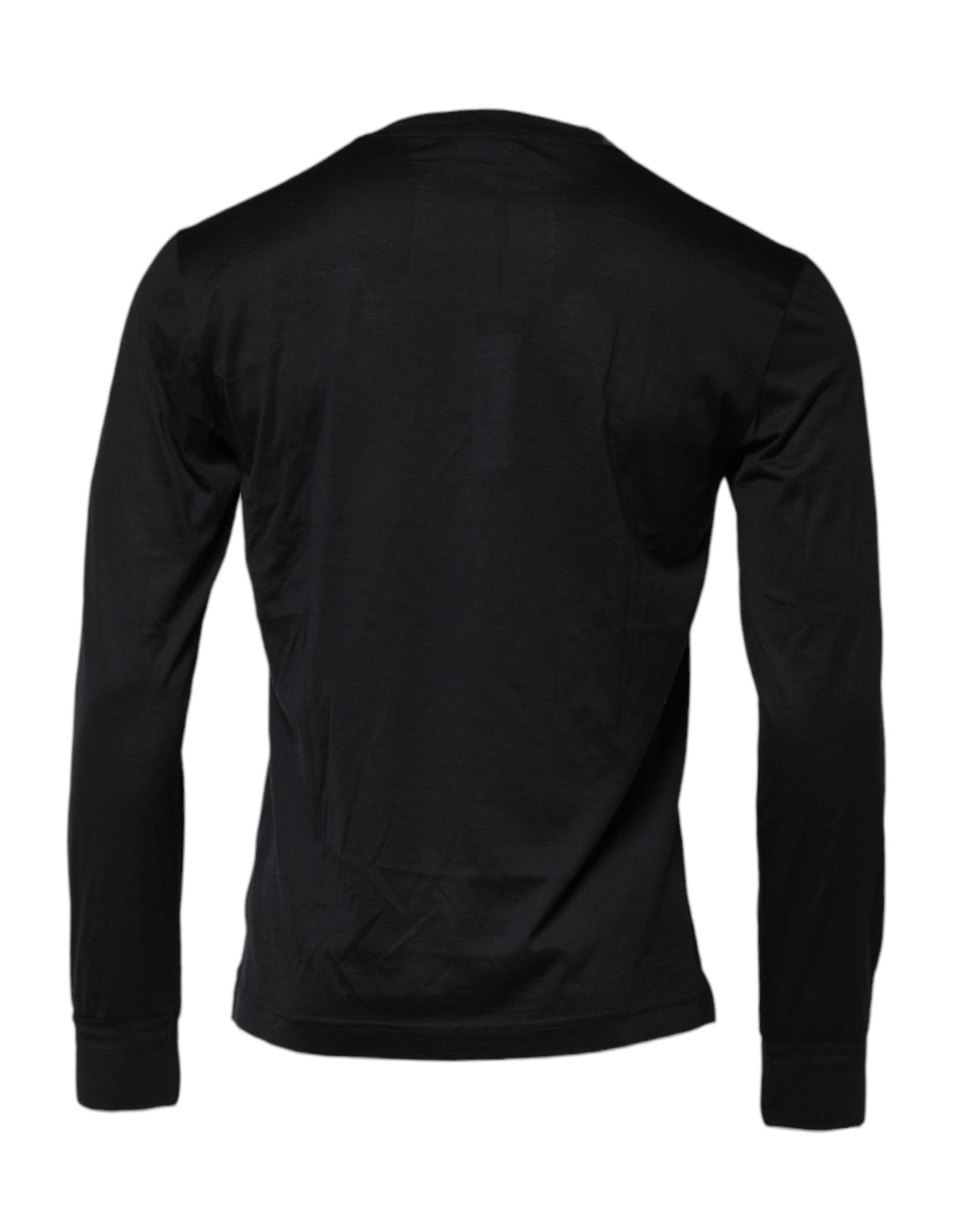 Dolce & Gabbana Dark Blue Silk Crew Neck Men Pullover Sweater Dolce & Gabbana