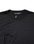 Dolce & Gabbana Dark Blue Silk Crew Neck Men Pullover Sweater