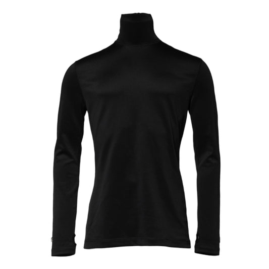 Dolce & Gabbana Black Polyester Turtleneck Pullover Sweater Dolce & Gabbana