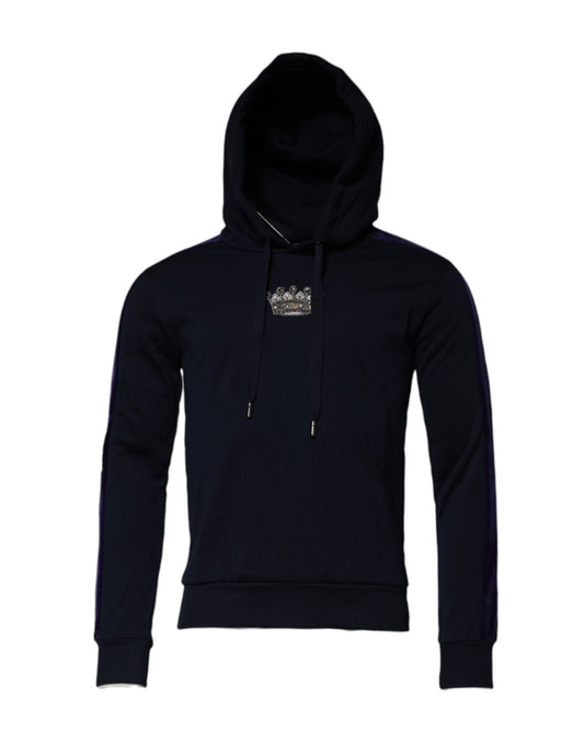 Dolce & Gabbana Black Crown Cotton Hooded Sweatshirt Sweater Dolce & Gabbana
