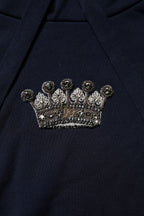 Dolce & Gabbana Black Crown Cotton Hooded Sweatshirt Sweater