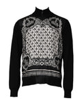 Dolce & Gabbana Black White Bandana Print Full Zip Sweater - Eljoys Fashion 