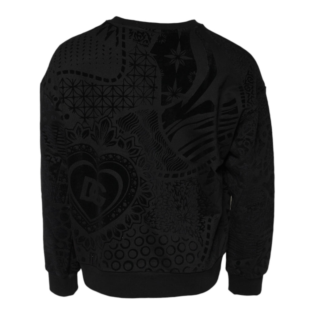 Dolce & Gabbana Black Printed Crew Neck Sweatshirt Sweater