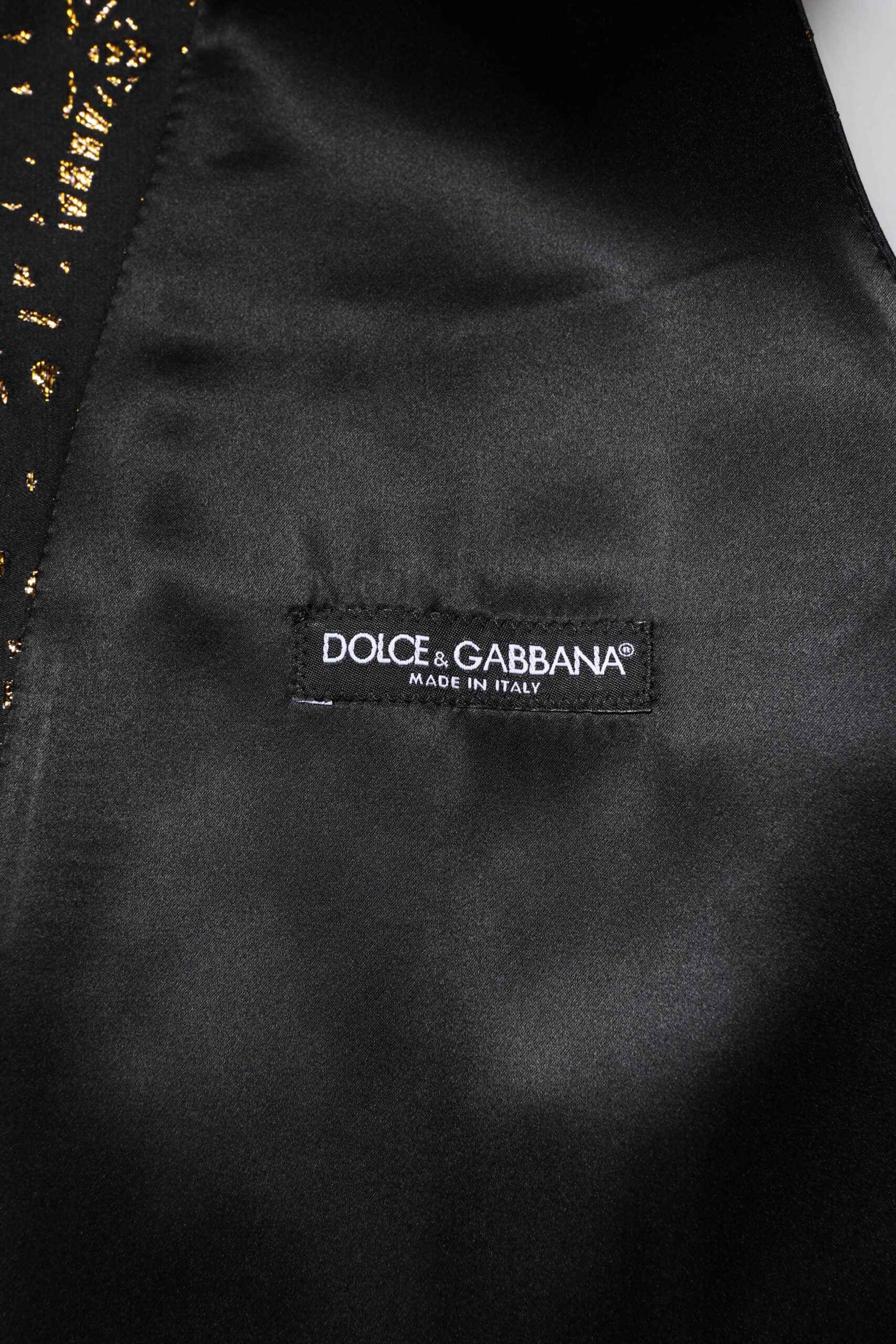 Dolce & Gabbana Black Lurex Dress Formal Men Waistcoat Vest Dolce & Gabbana