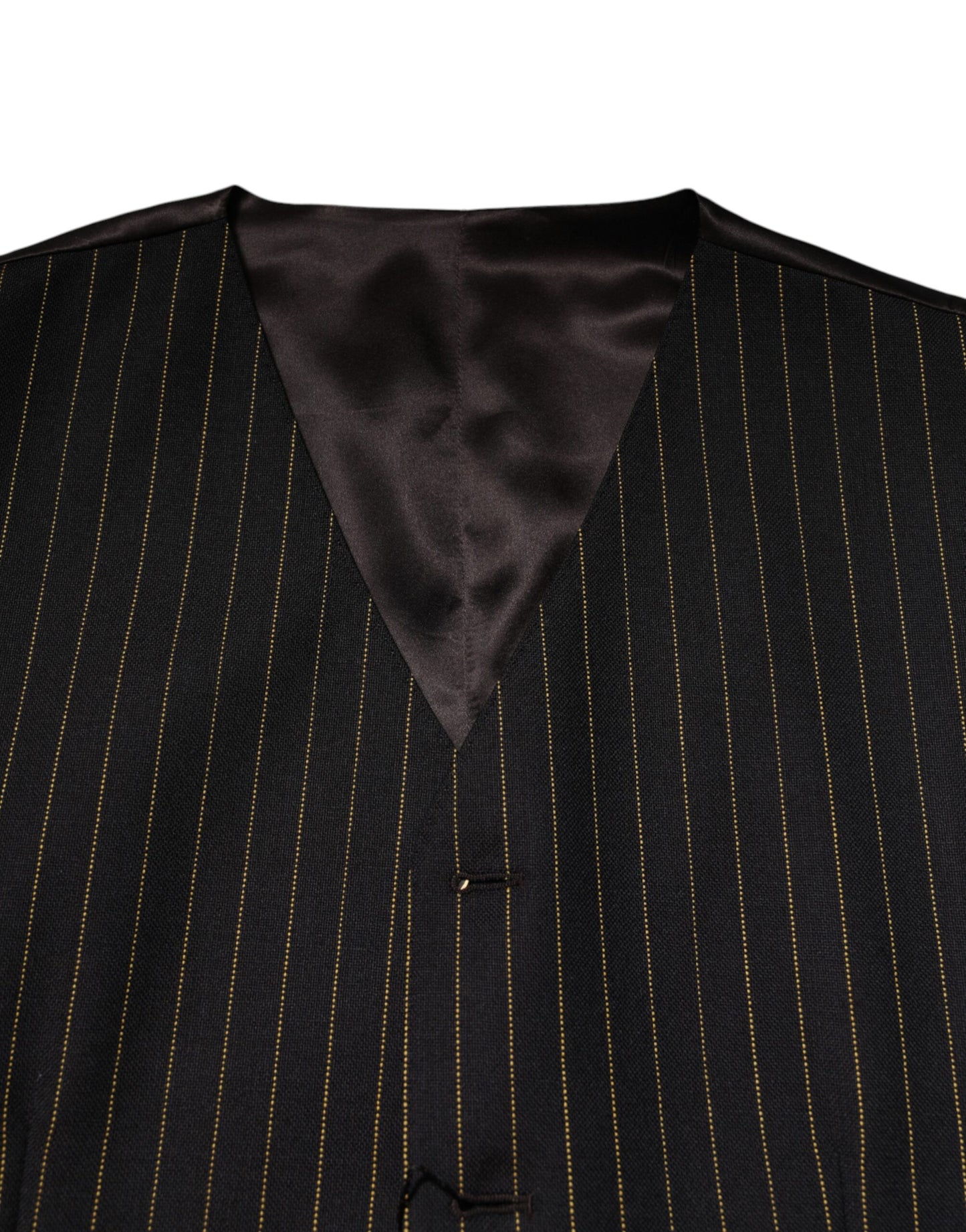 Dolce & Gabbana Black Stripes Wool Formal Men Waistcoat Vest Dolce & Gabbana
