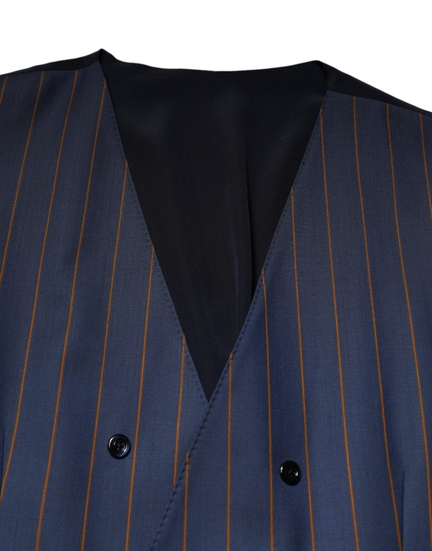 Dolce & Gabbana Blue Stripes Wool Formal Men Waistcoat Vest Dolce & Gabbana