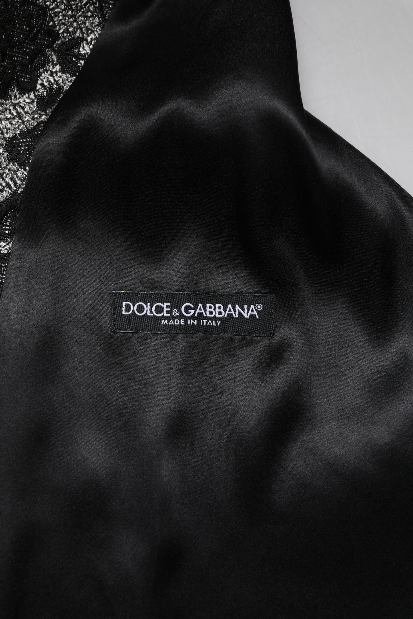 Dolce & Gabbana Black Gray Brocade Formal Men Waistcoat Vest Dolce & Gabbana