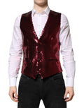 Dolce & Gabbana Red Sequined Dress Formal Men Waistcoat Vest - Eljoys Fashion 