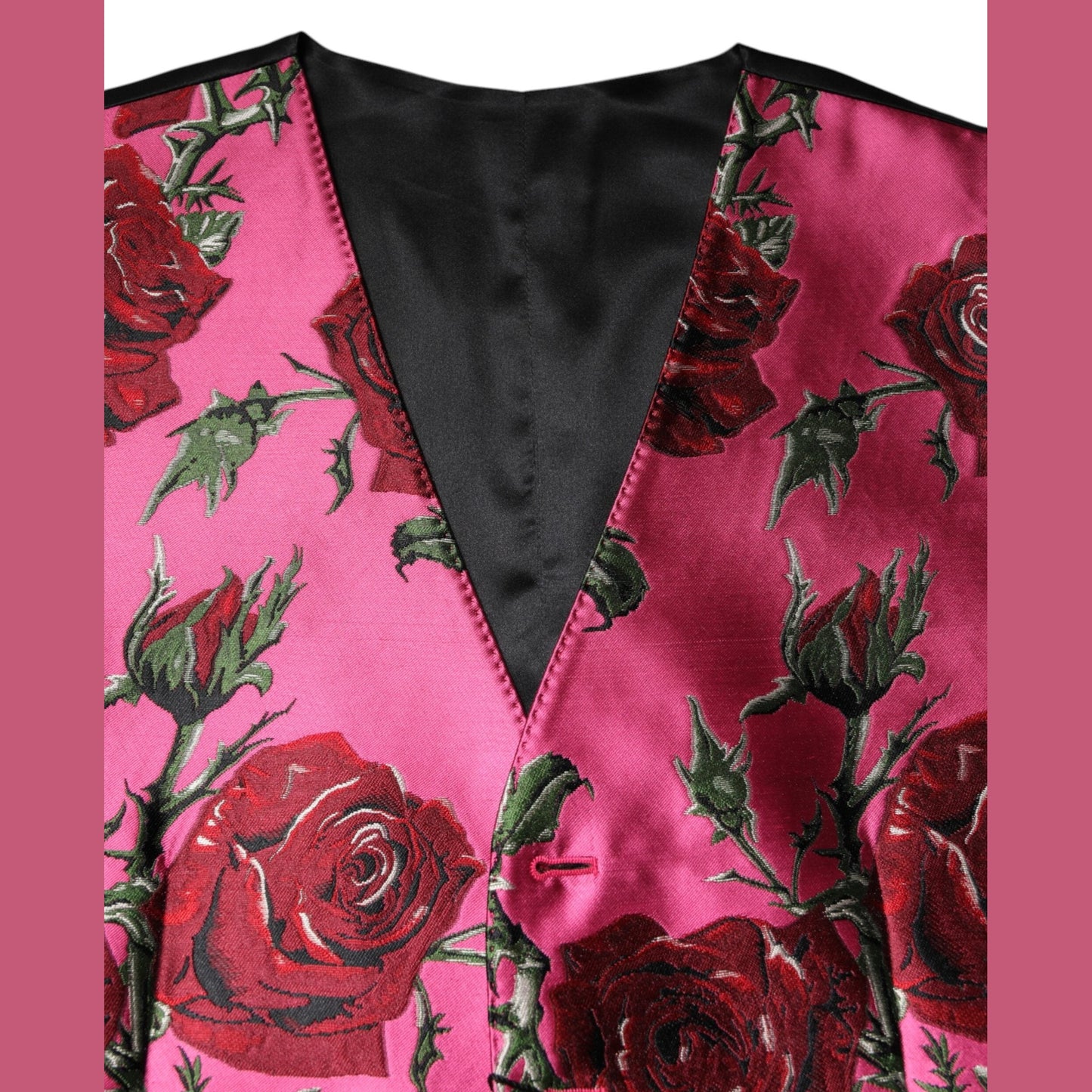 Dolce & Gabbana Pink Floral Satin Formal Men Waistcoat Vest Dolce & Gabbana